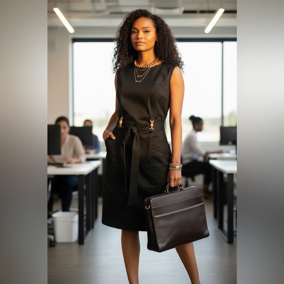 Ellen Tracy Dresses & Skirts - Sleek Black Sleeveless Tie-Waist Dress